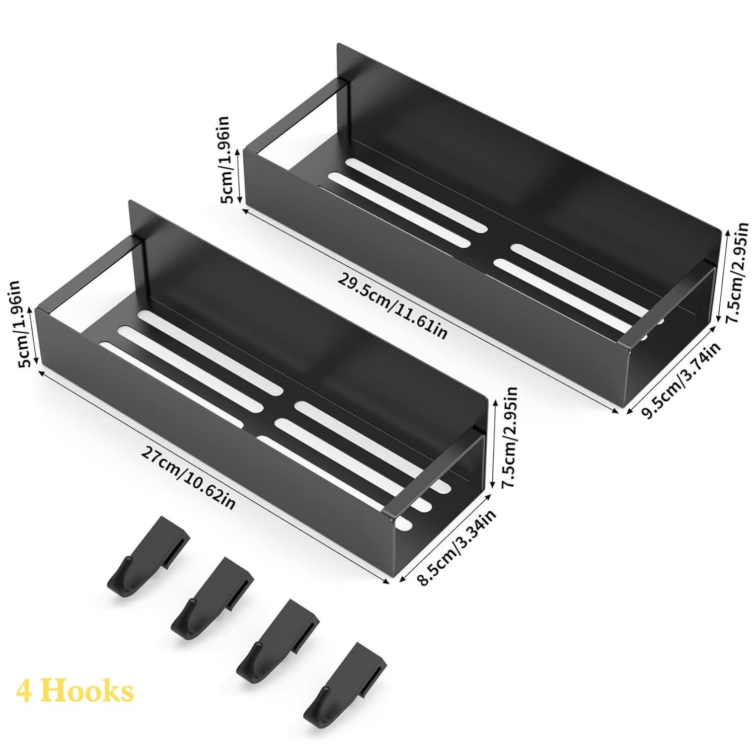 Textiles Hub 4 Pack Magnetic Spice Rack For Refrigerator, Moveable Magnetic Spice Organizer, Black Metal Strong Magnetic Shelf For Fridge And Microwave Oven, Space Saving For Kitchen
