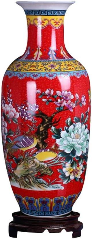 Jingdezhen Large Ceramic Floor Vase,Flower Vase Handmade Home Decorative Vase,Height 18.11"(46cm),Red