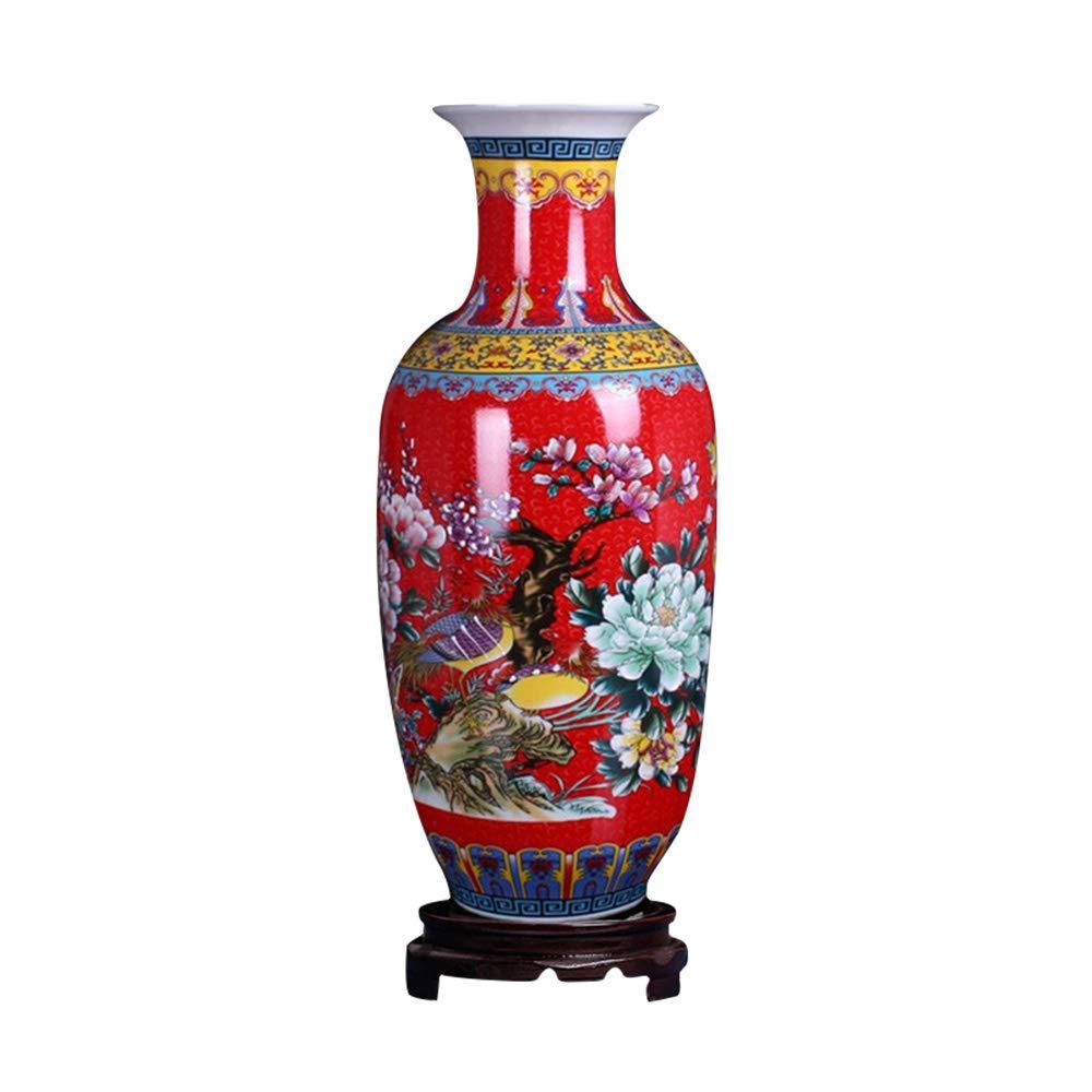 Jingdezhen Large Ceramic Floor Vase,Flower Vase Handmade Home Decorative Vase,Height 18.11"(46cm),Red