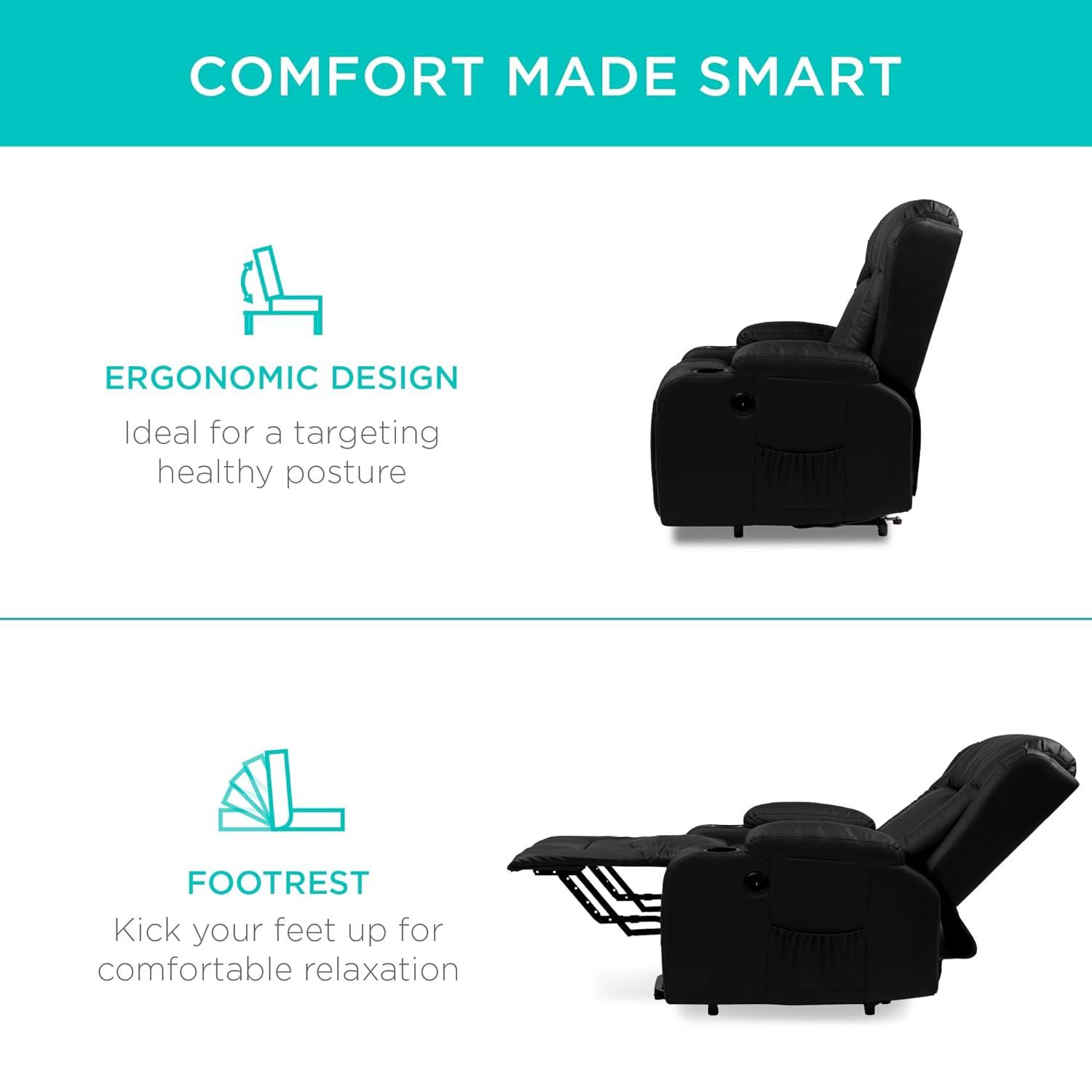 Xola Electric Power Lift Recliner Massage Chair Furniture w/ USB Port, Heat, Cupholders