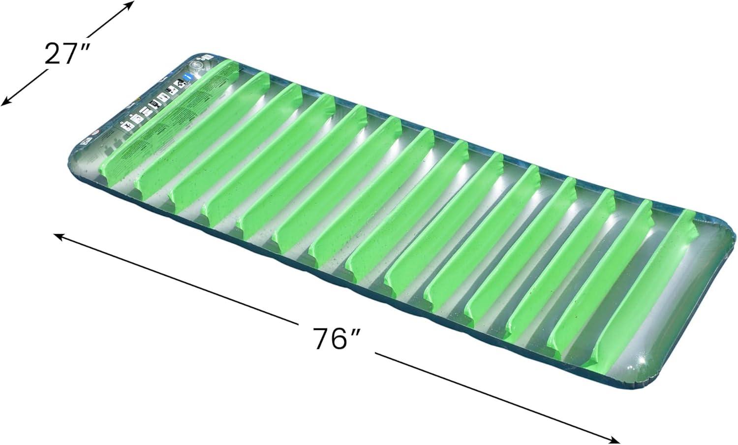 76" Green and Silver Inflatable Sun Tanning Pool Mattress Raft