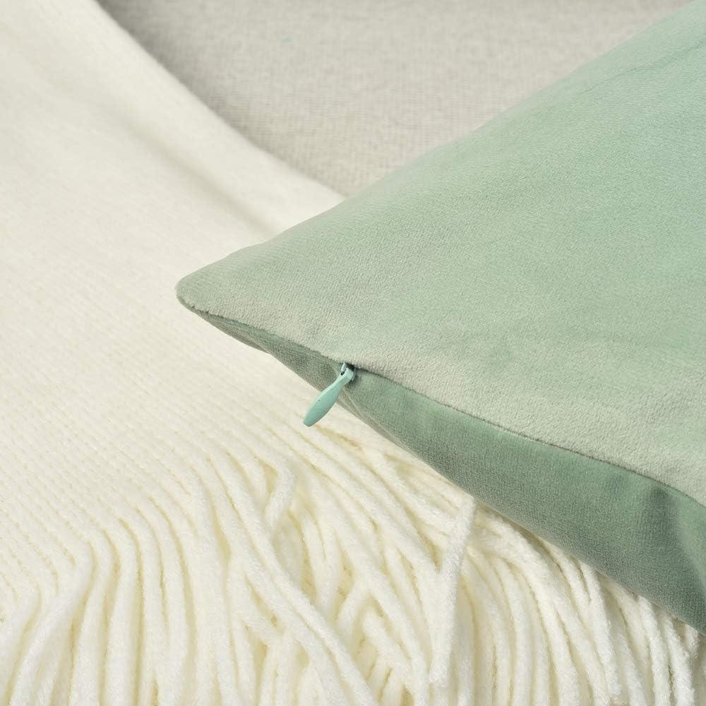 Set of 2 Turquoise Green Velvet Square Throw Pillow Covers