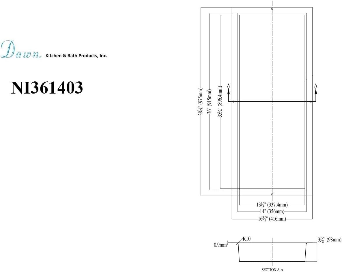 20-Inch Black Stainless Steel Shower Niche with Support Plate