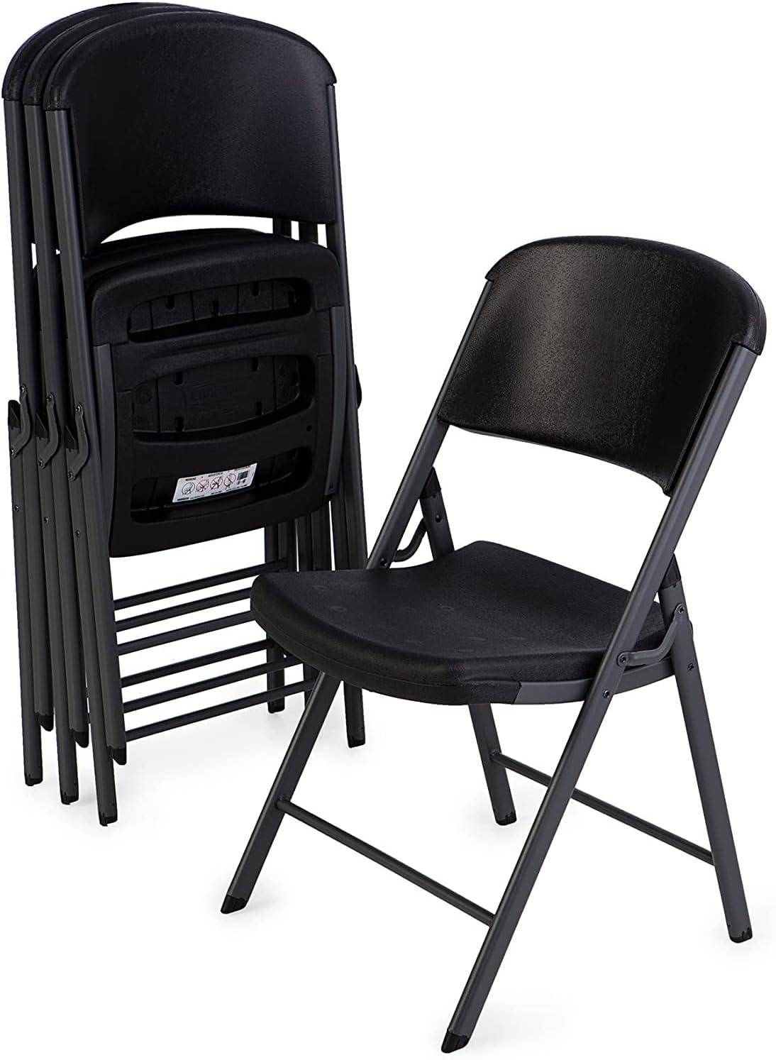 Lifetime Folding Chair, Indoor/Outdoor Commercial, Adult, Black, 4 Pack (80187)