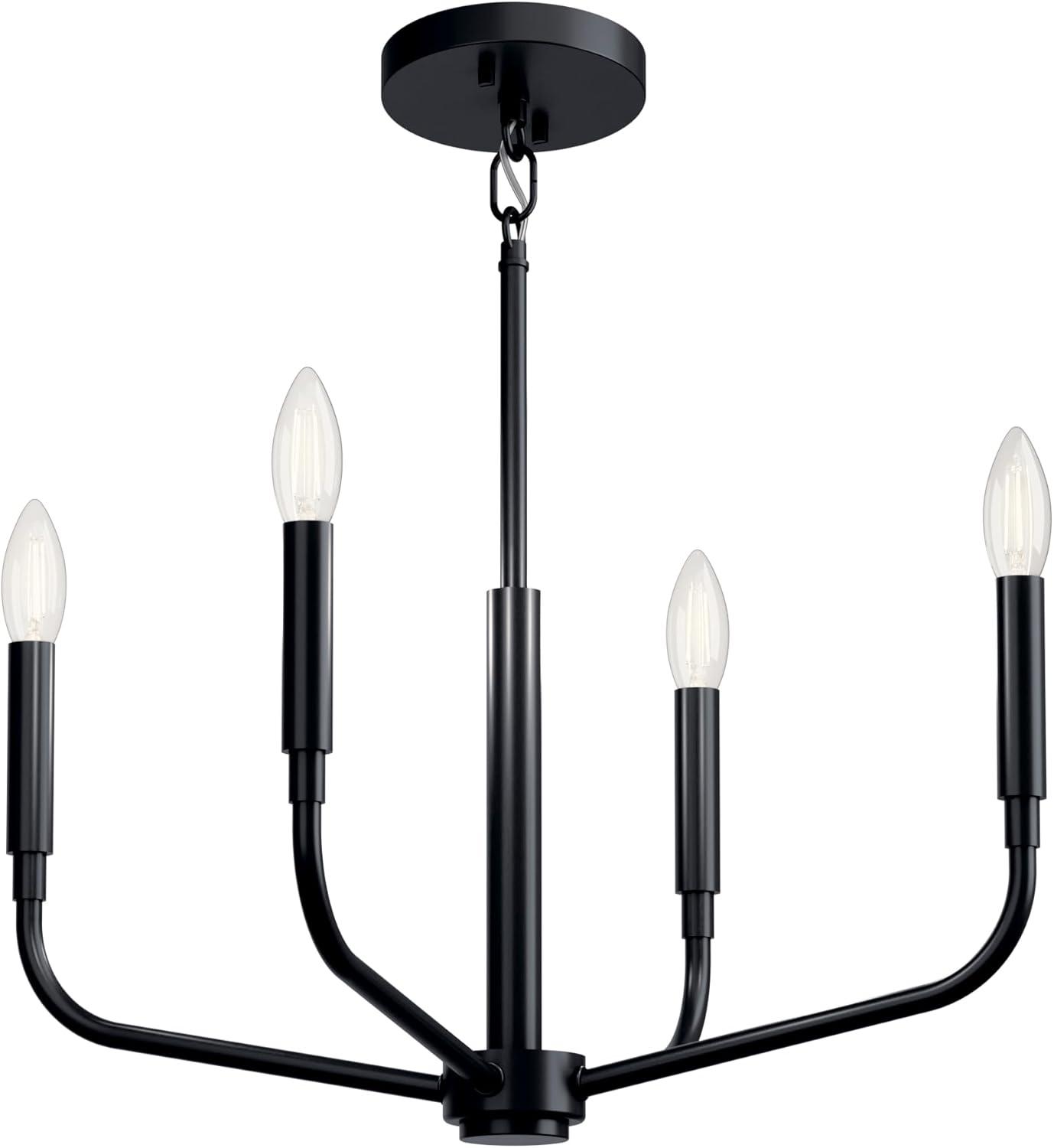 Black Mini 4-Light Candle Chandelier with Incandescent Bulbs