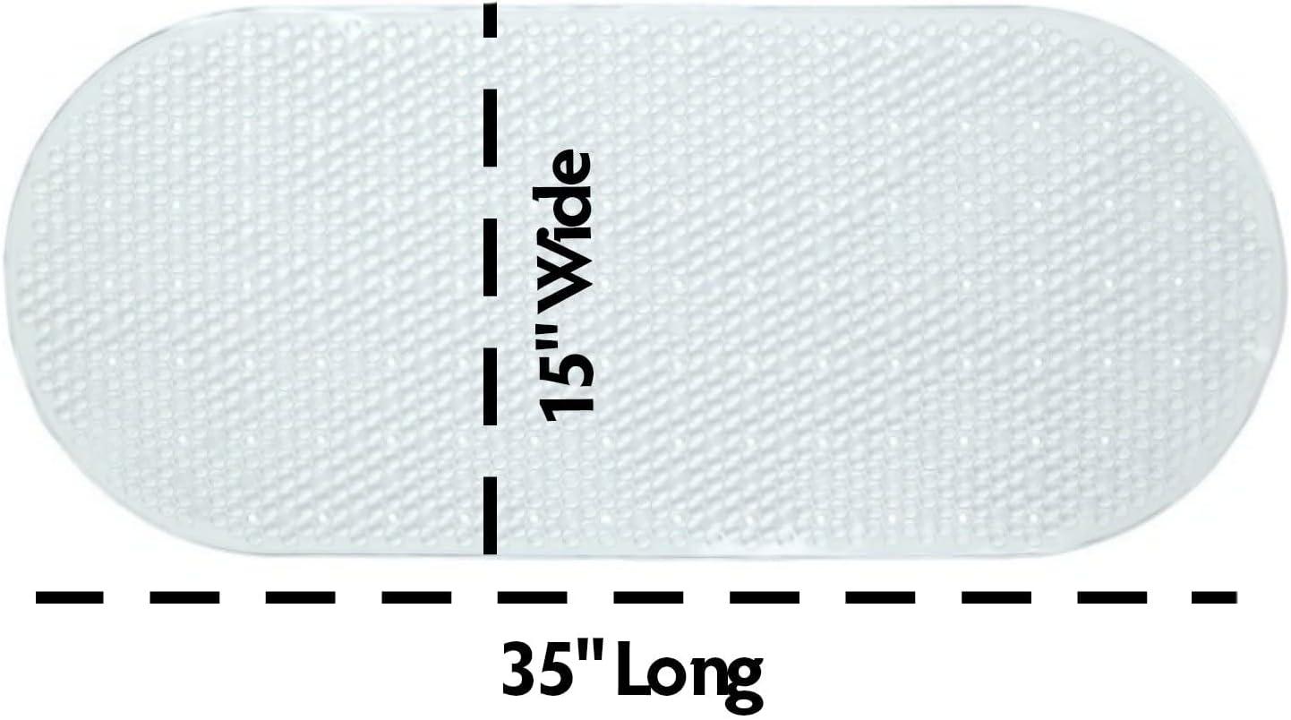 SlipX Solutions Clear Vinyl Non-Slip Bath Mats, 15" x 35"