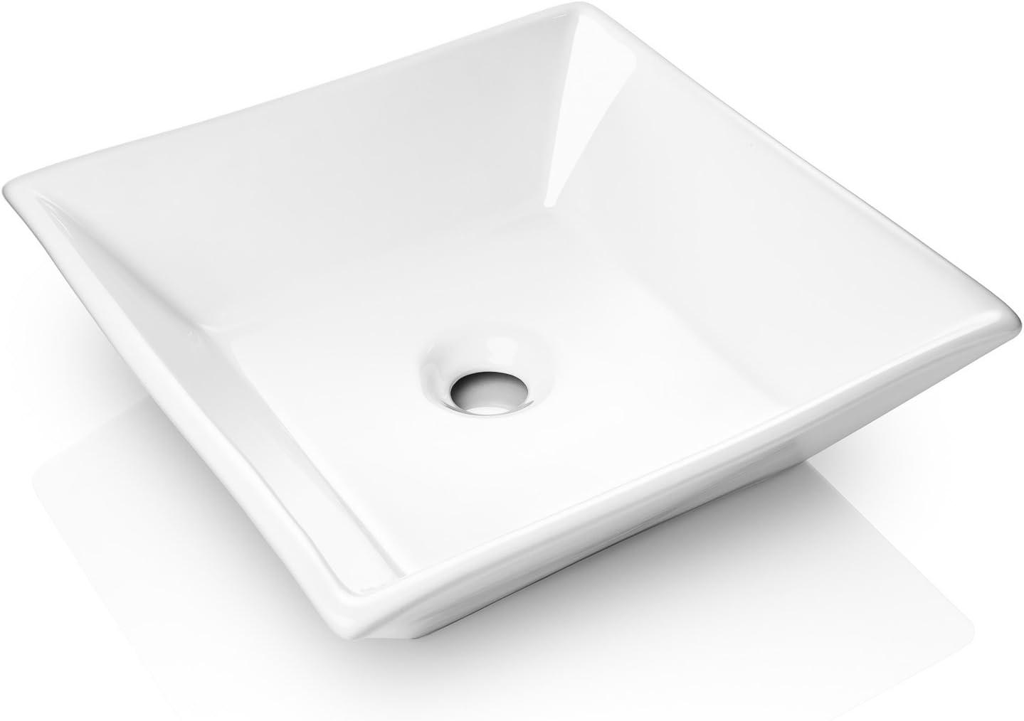 Miligore 16'' White Ceramic Square Bathroom Sink