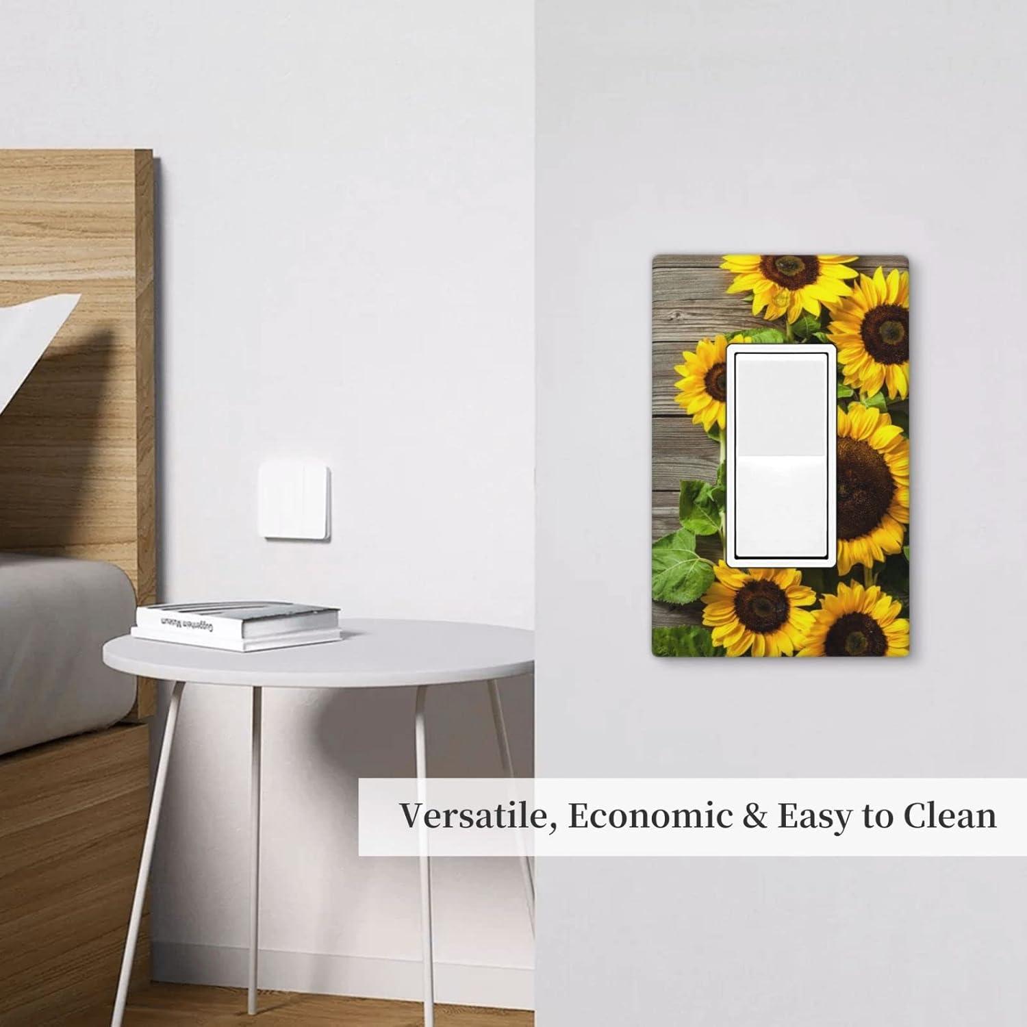ZICANCN Outlet Covers Wall Plate, Sunflowers Nature Beige Background Light Switch Cover Decorative, Duplex Toggle Combo 1-Gang