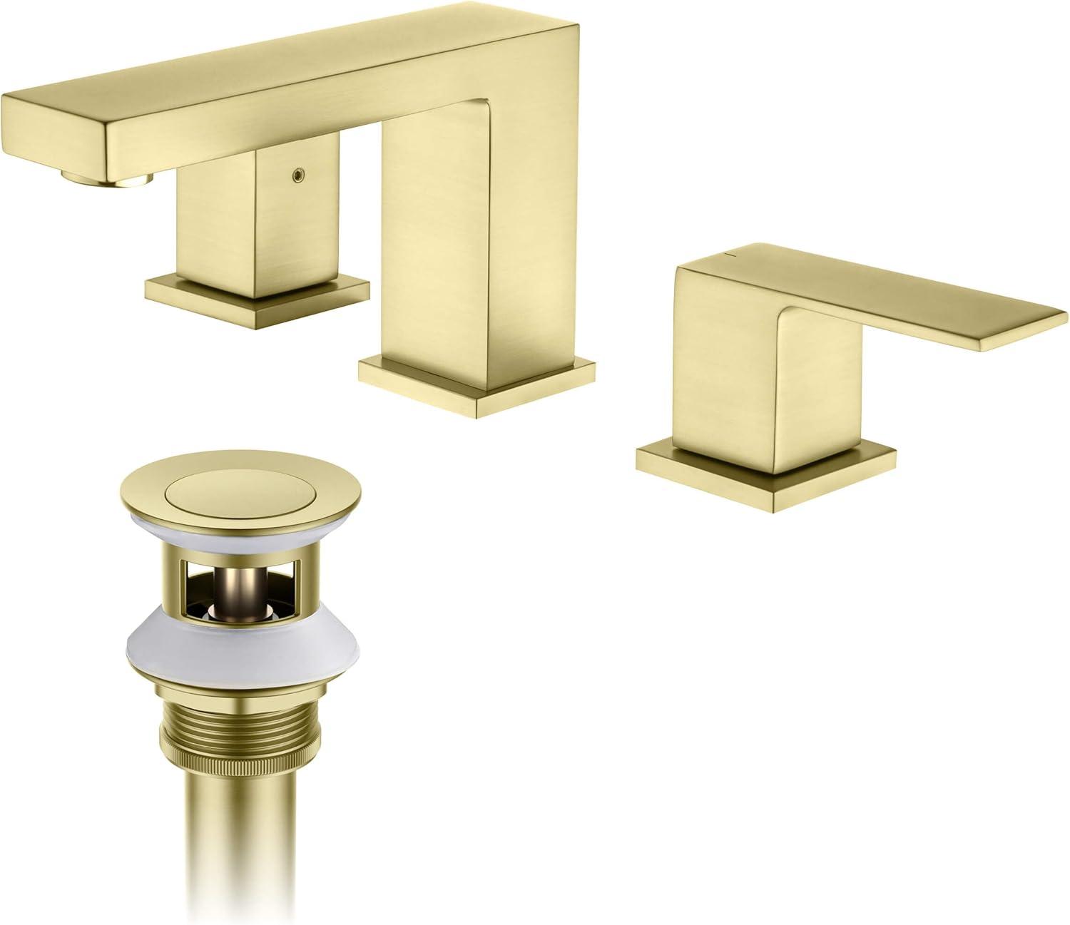 Cube Widespread Faucet 2-handle Bathroom Faucet with Drain Assembly