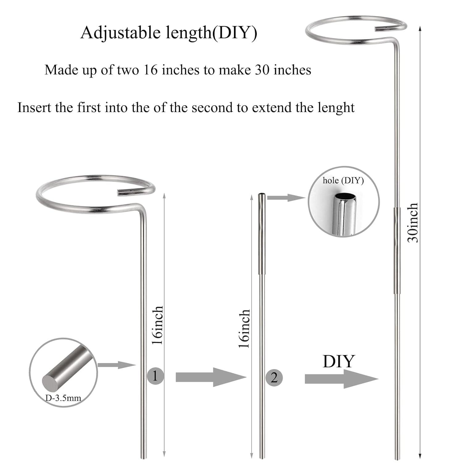 30 Inch Plant Stakes for Flowers - 5 Pack (DIY), Stainless Steel Garden Tall Single Stem Support Stake Plant Cage Support Rings for Flowers Amaryllis Tomatoes Peony Lily Rose Narcissus