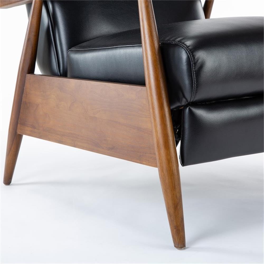 Comfort Pointe Solaris Press-Back Recliner Black: Faux Leather, Wood Legs, 330 lbs Capacity