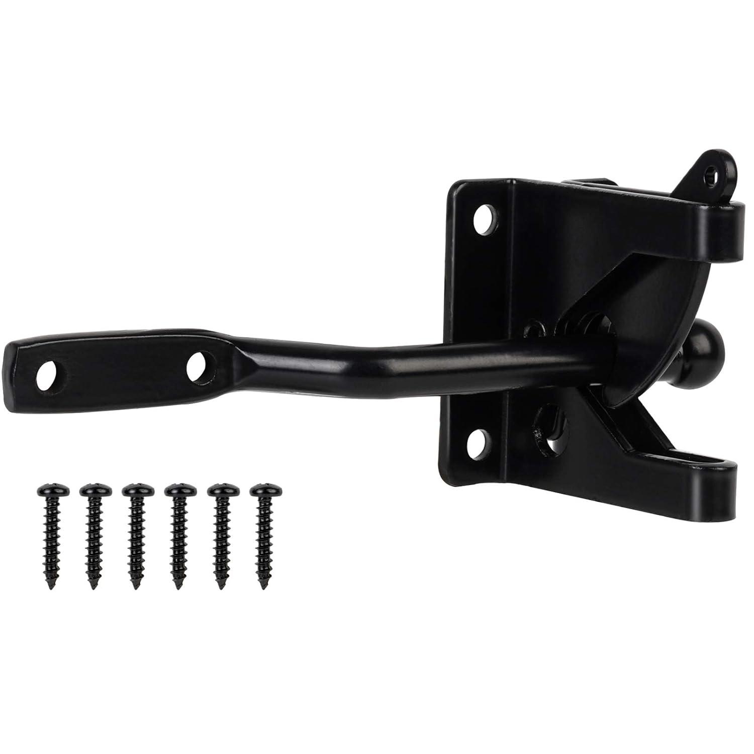 Gate Latch Automatic Gate Gravity Latch Self Locking Fence Gate Latch with Pull Cable for Wooden Fence Gates Door, Black