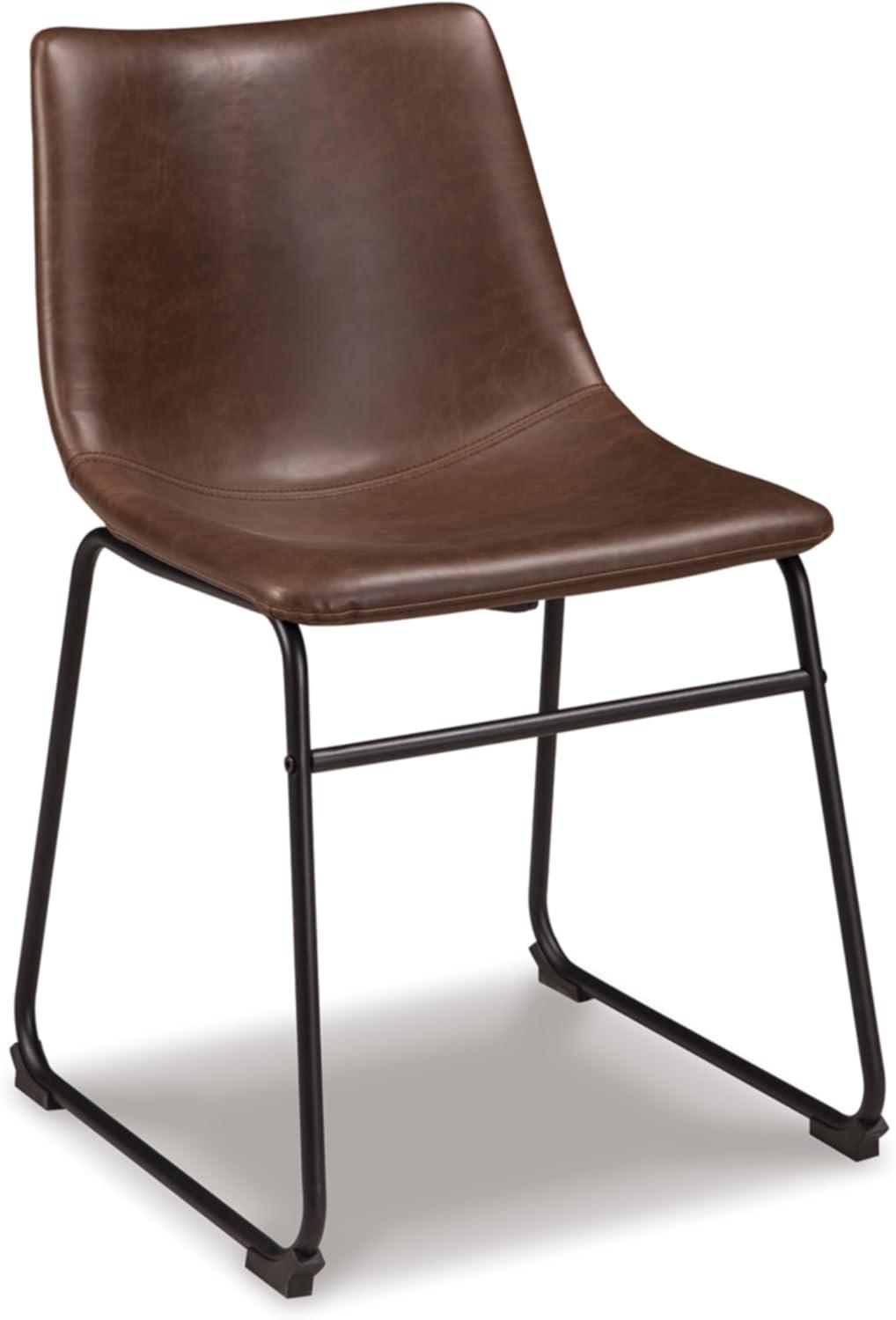 Low Brown Faux Leather Upholstered Metal Side Chair