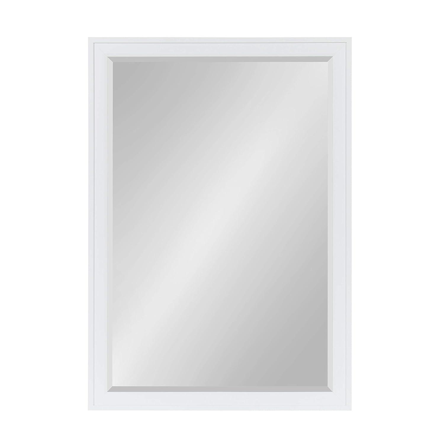 27.5" x 39.5" Bosc Rectangle Wall Mirror White - DesignOvation: Polystyrene Frame, No Assembly Required