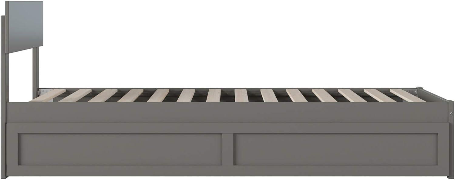 Grey Twin XL Platform Bed with Trundle and Wood Slats