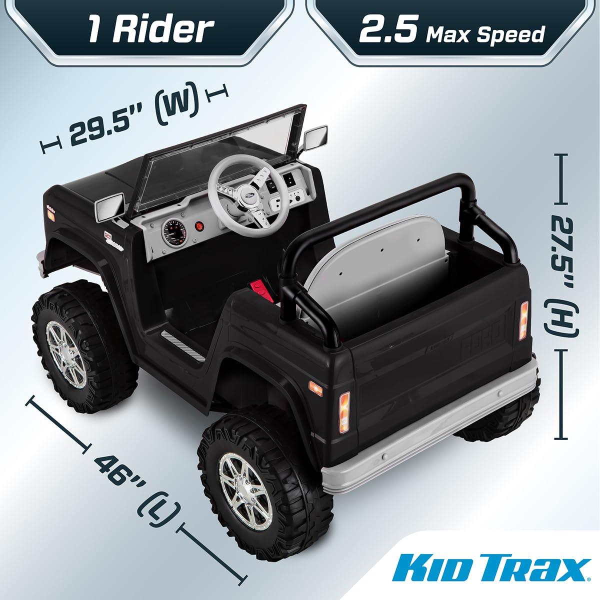 Kid Trax Classic Ford Bronco Ride-On Toy, 6-Volt, Black