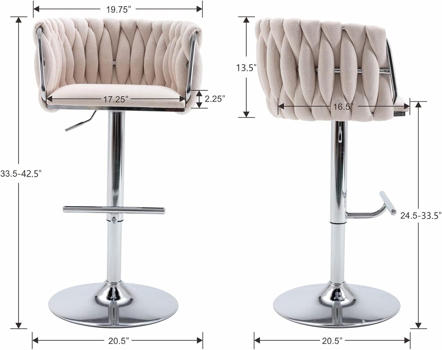Everly Quinn Swivel Adjustable Height Bar Stool Modern Velvet Barstool with Barrel Back Kitchen Island Counter Bar Chair with Golden Base