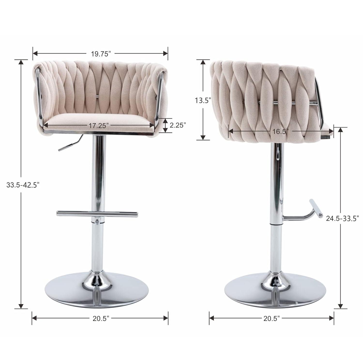 Everly Quinn Swivel Adjustable Height Bar Stool Modern Velvet Barstool with Barrel Back Kitchen Island Counter Bar Chair with Golden Base