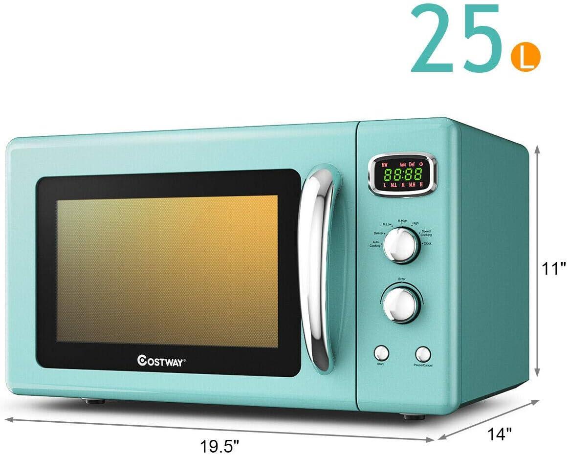 Costway 0.9Cu.ft. Retro Countertop Compact Microwave Oven 900W 8 Cooking Settings Green