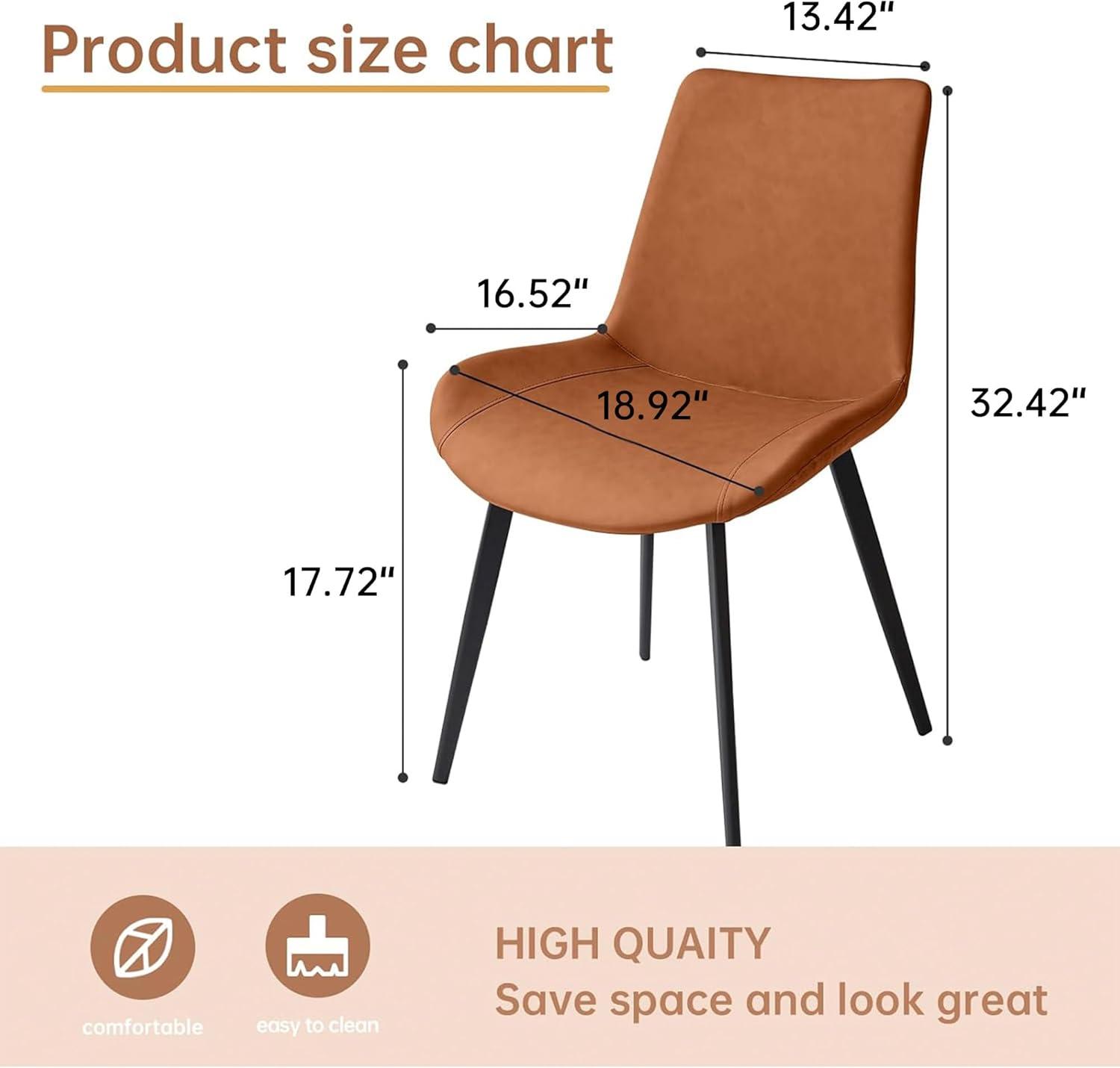 Chairs Set of 4, Modern Kitchen Dining Room Chairs, Upholstered Dining Accent Side Chairs in Faux Leather Cushion Seat and Sturdy Metal Legs (Set of 4 Brown Chairs)