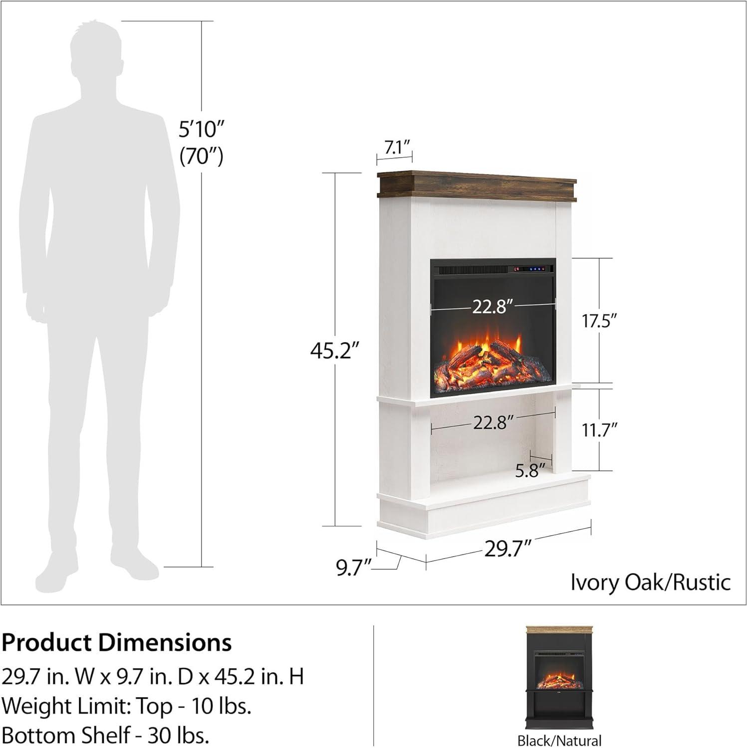 Ameriwood Home Mateo Electric Fireplace with Mantel and Touchscreen Display