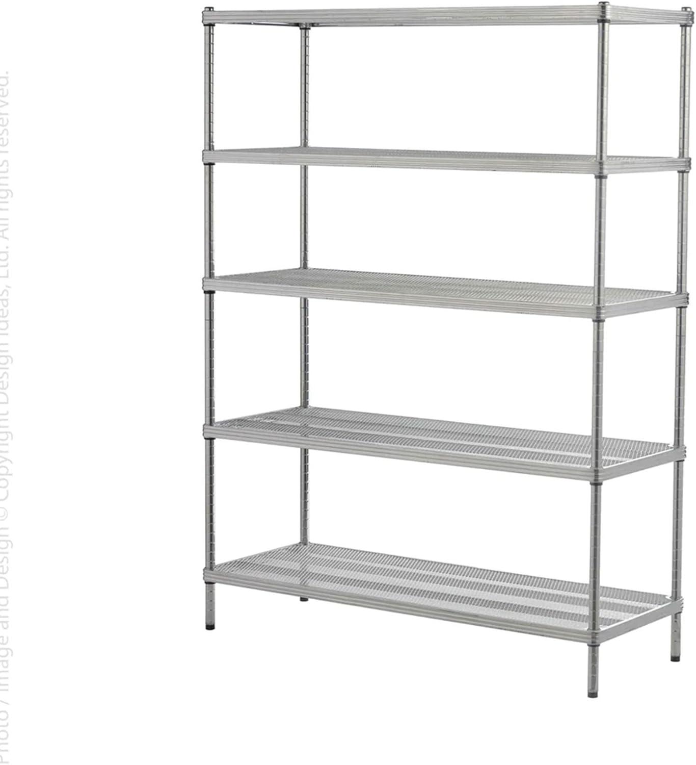 Silver MeshWorks Heavy-Duty 5-Tier Metal Storage Shelving Unit