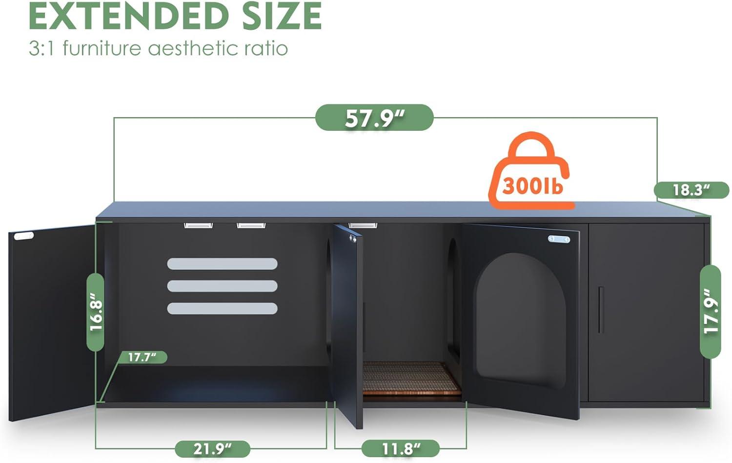 Tucker Murphy Pet™ Litter Box Enclosure for 2 Cats, Cat Litter Box Enclosure Furniture with Double Room