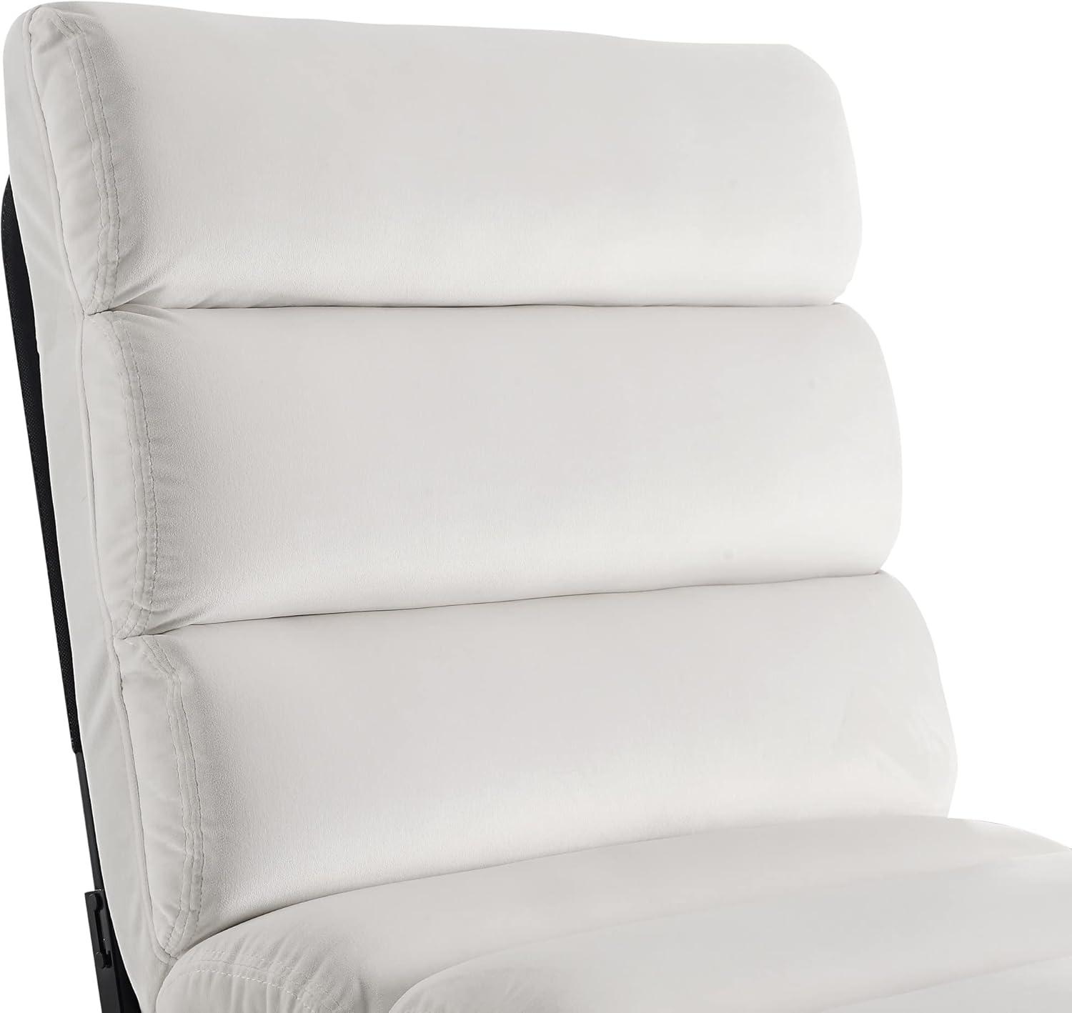 White Velvet Modern Armless Accent Chair