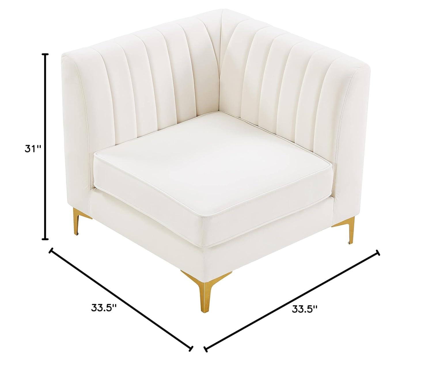Meridian Furniture Alina Cream Velvet Corner Chair