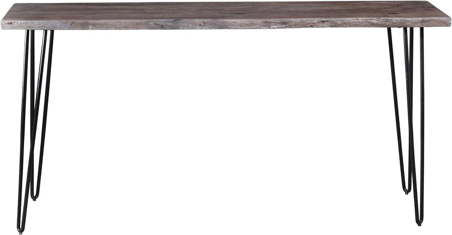 Transitional Slate Gray Acacia Wood Live Edge Counter-Height Dining Table