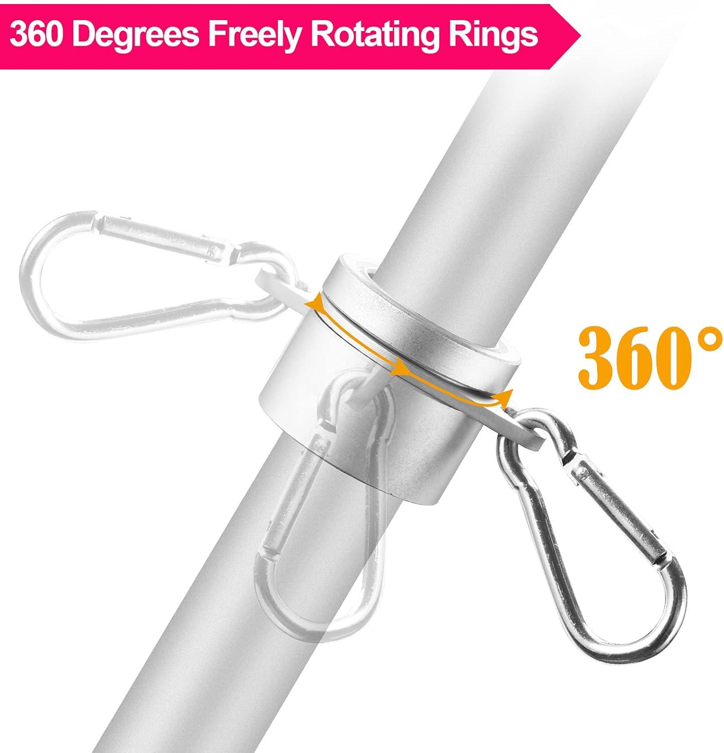 1.25" Flag Pole Rings, 2 Pcs Anti Wrap Flag Pole Clips Swivels, 360° Rotating Flagpole Mounting Rings, Aluminum Alloy Spinning Flag Pole Kit Parts for 1.02-1.25" Diameter (1.25 Inch, Silver)