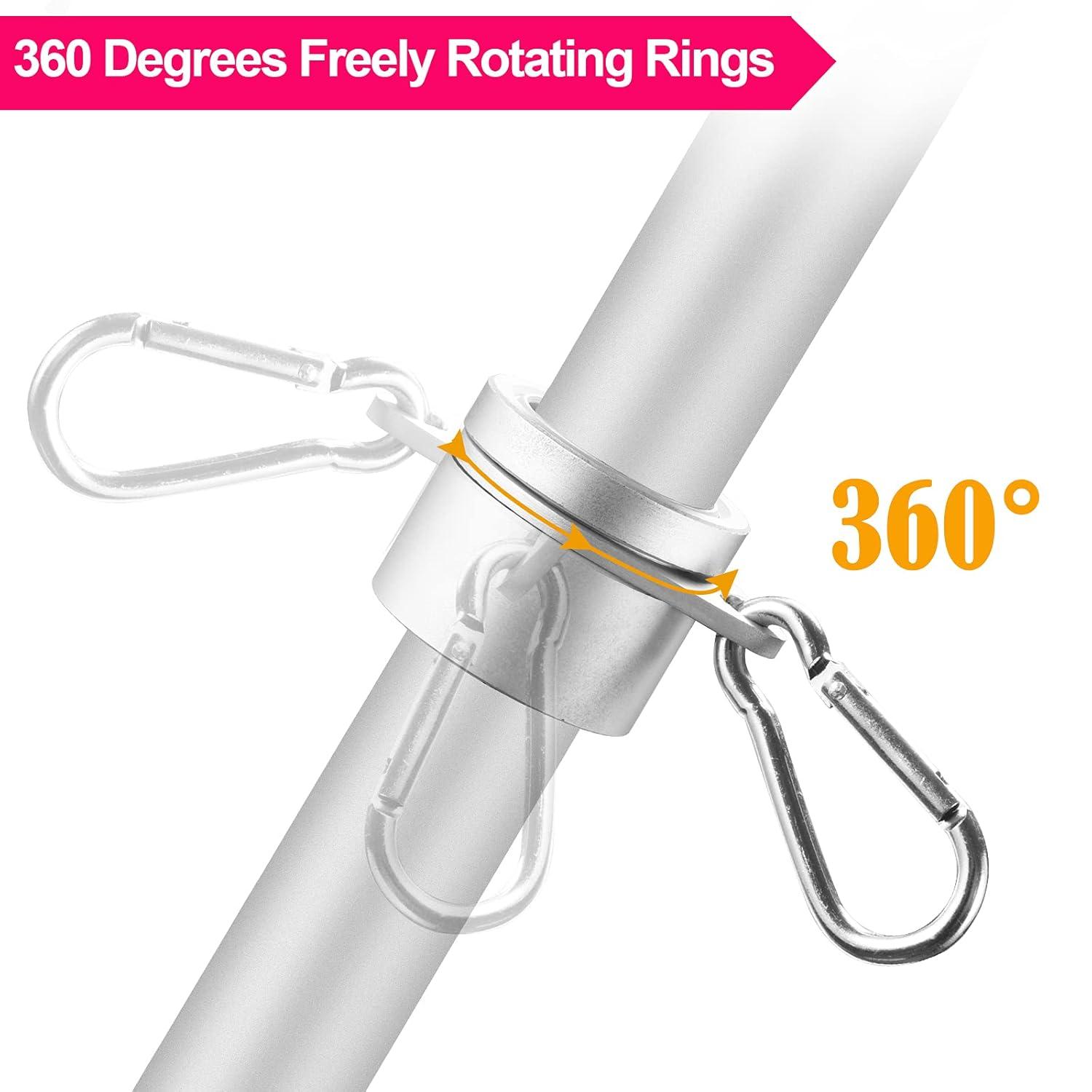 1.25" Flag Pole Rings, 2 Pcs Anti Wrap Flag Pole Clips Swivels, 360° Rotating Flagpole Mounting Rings, Aluminum Alloy Spinning Flag Pole Kit Parts for 1.02-1.25" Diameter (1.25 Inch, Silver)