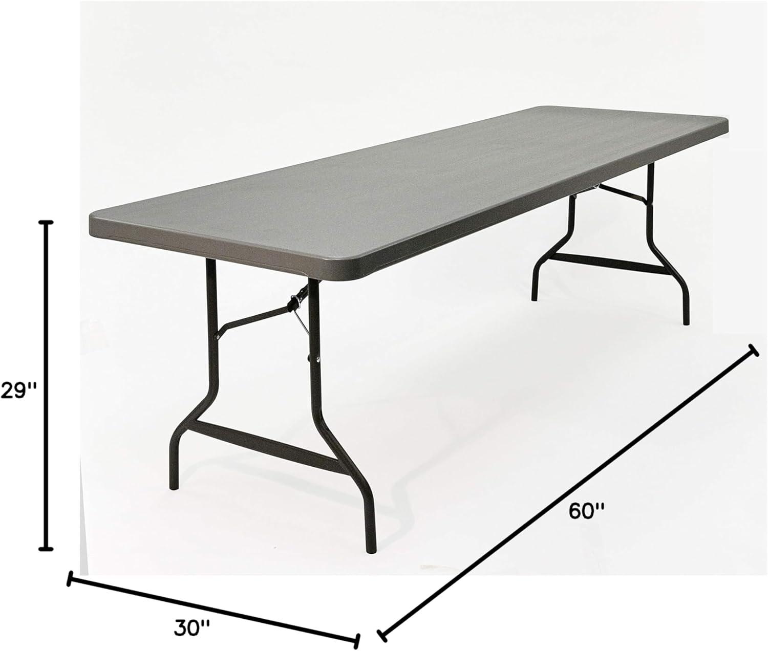 Charcoal Gray 30" x 60" Commercial Folding Table with Steel Frame