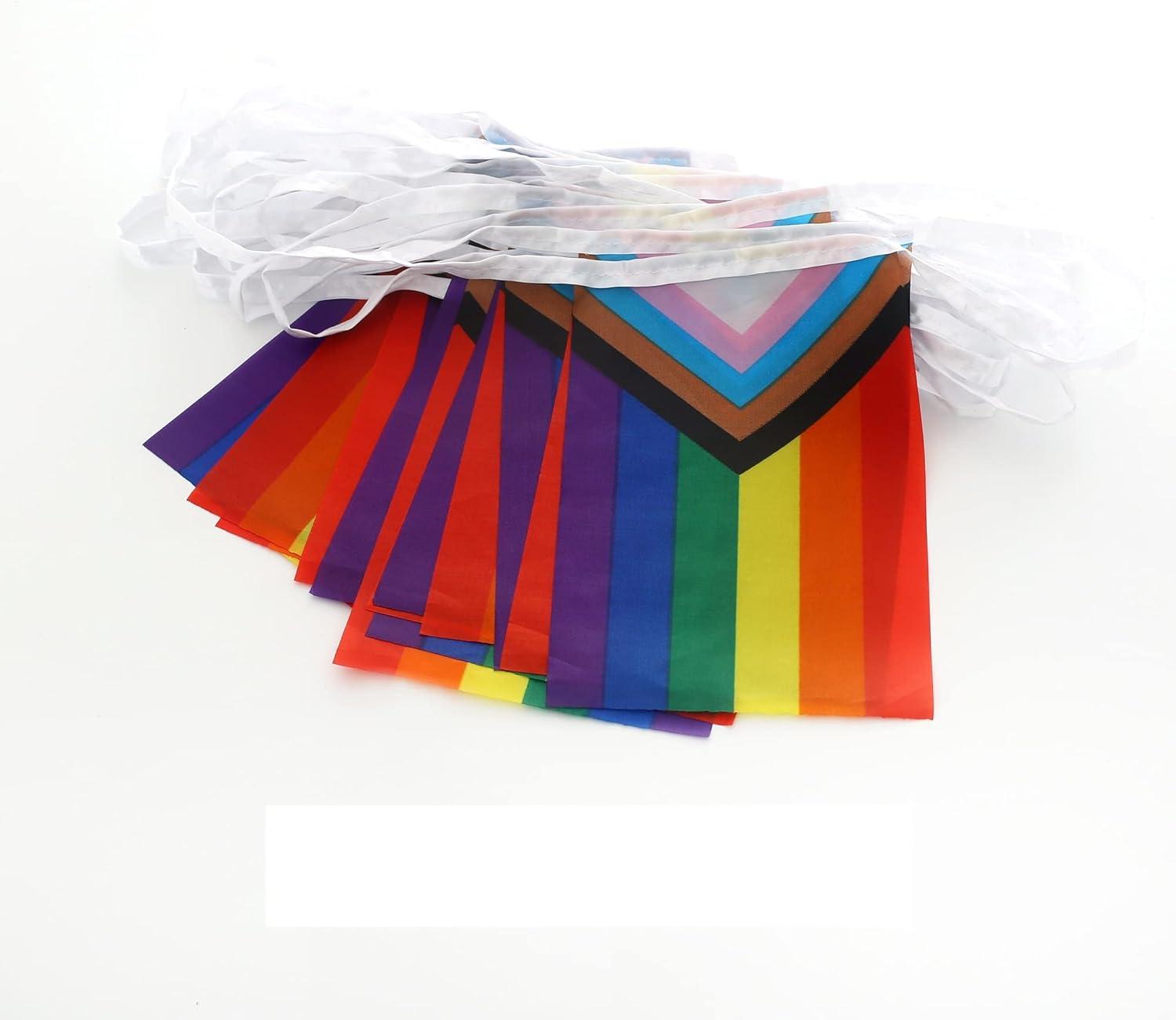 Rainbow Pride Flag,100Feet/76Pcs Rainbow Festival Decoration Pennant Flags Banner,Party Decorations Supplies for Decoration,Rainbow Holiday Decoration.