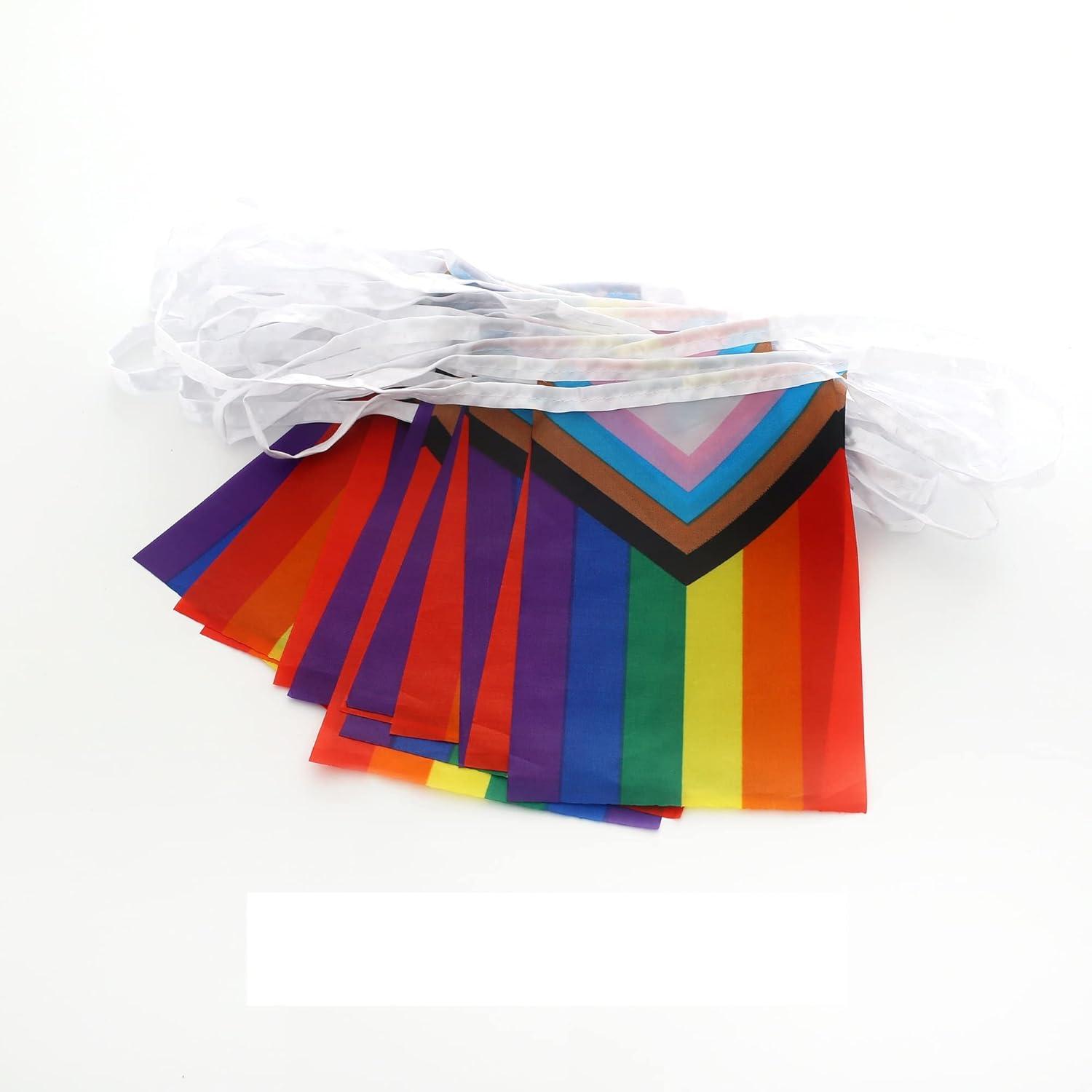 Rainbow Pride Flag,100Feet/76Pcs Rainbow Festival Decoration Pennant Flags Banner,Party Decorations Supplies for Decoration,Rainbow Holiday Decoration.