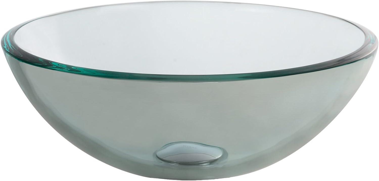 14 Inch Clear Round Glass Vessel Sink