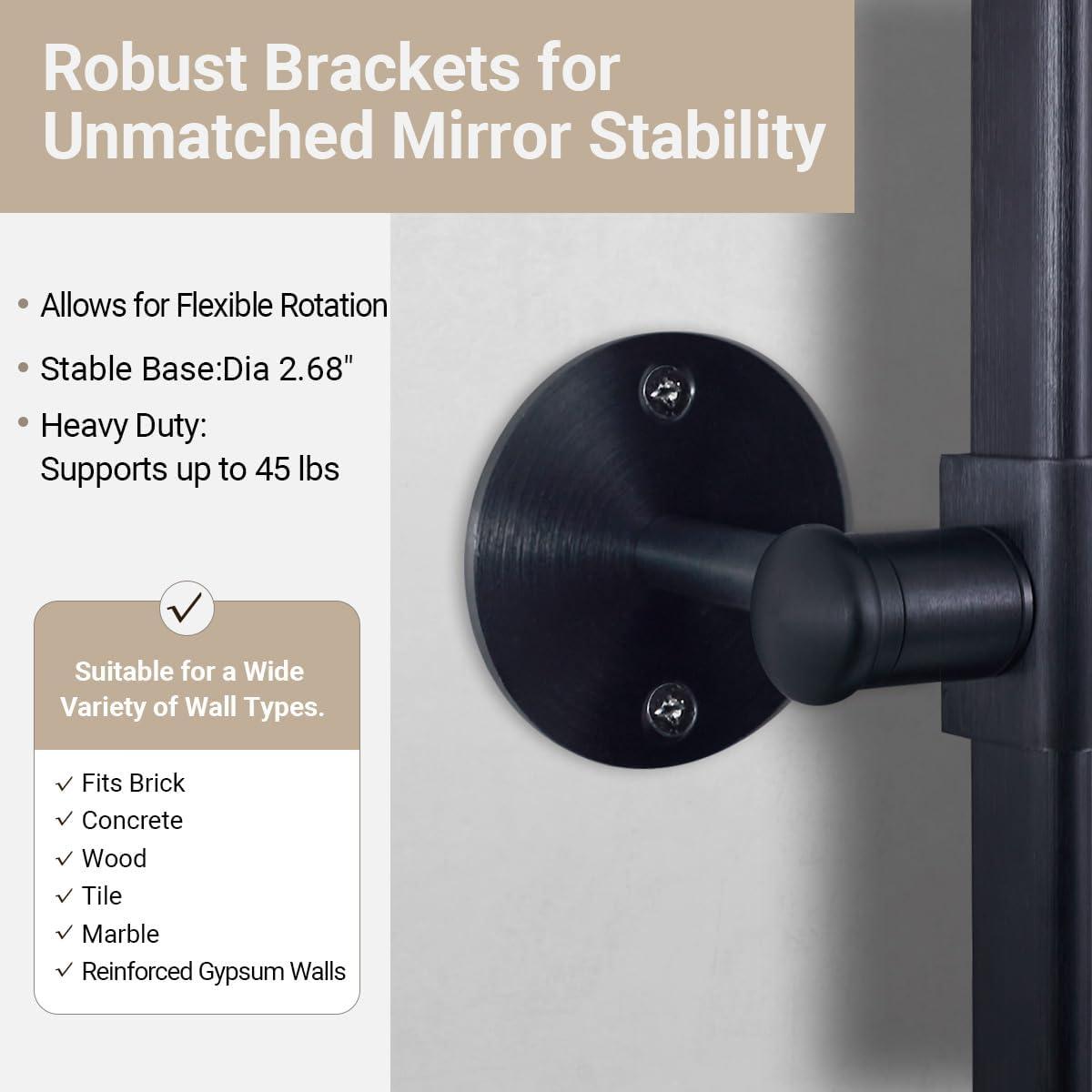 Hamilton Hills Black Metal Surrounded Round Pivot Mirror Silver Backed