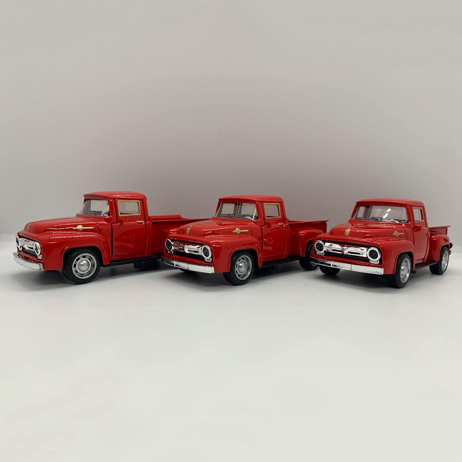 Vintage Truck Decor,Pickup Metal Vehicle for Farmhouse Mini Truck Adornment Home/Table/Desk Xmas Ornaments Festivals Truck with Movable Wheels Valentine's Day Decor Christmas/Birthday Gifts for Kids