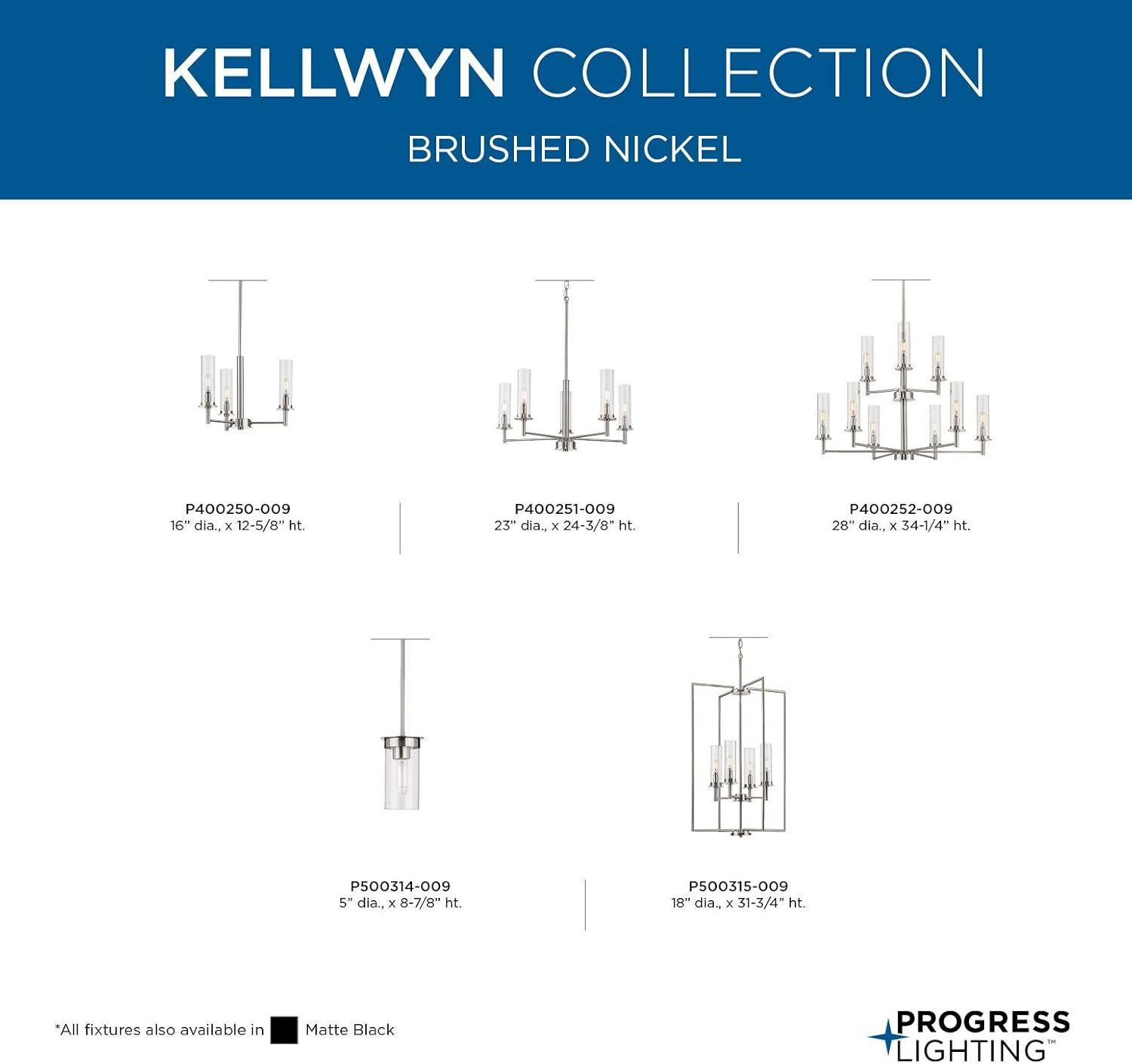 Progress Lighting P500315-009 Kellwyn - 4 Light Foyer   Brushed Nickel Finish with Clear Glass