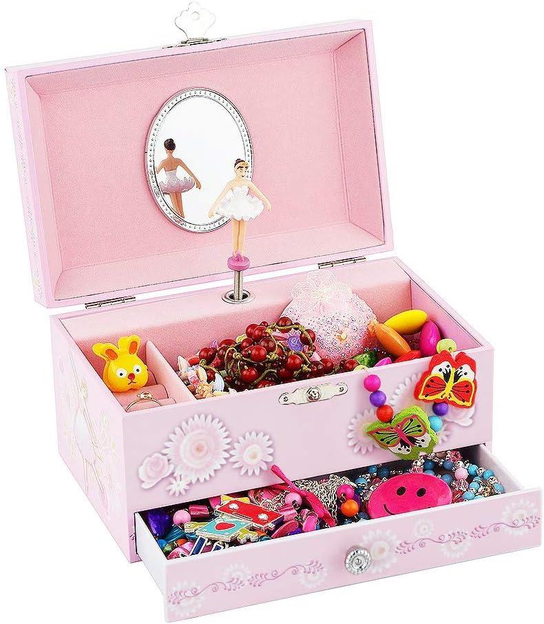 Pink Ballerina Musical Jewelry Box with Necklace and Bracelet