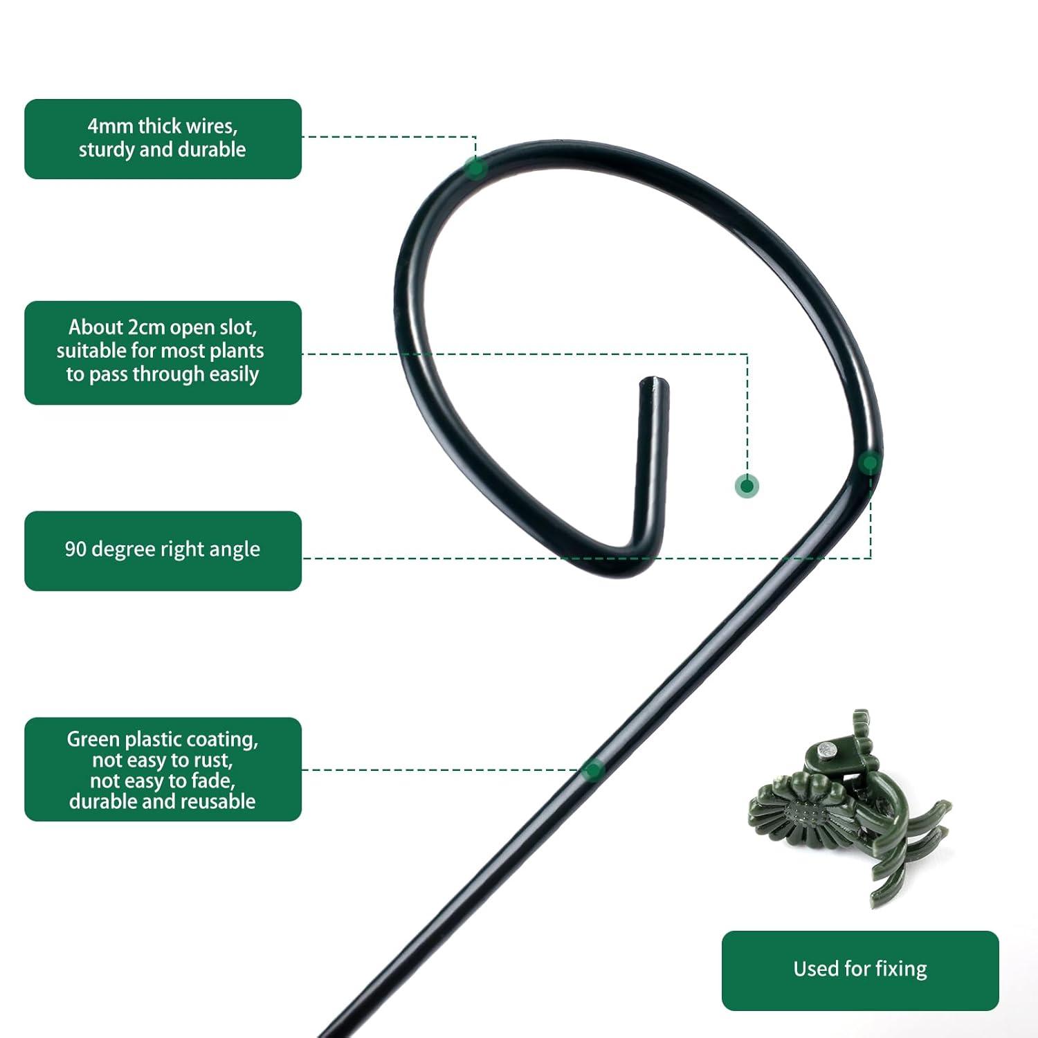 12 Pack Plant Stakes, 24 inch Plant Support Stakes, with 24 Pcs Plant Clips, Green, for Garden