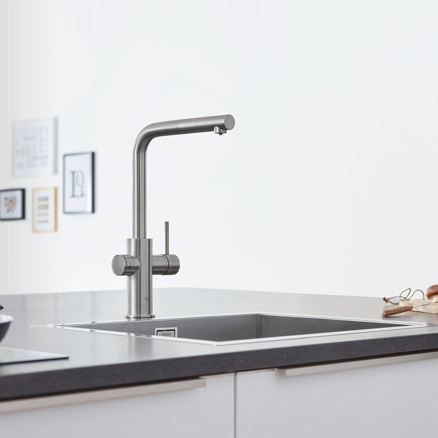 Blue Pull Out Single Handle Kitchen Faucet with Accessories