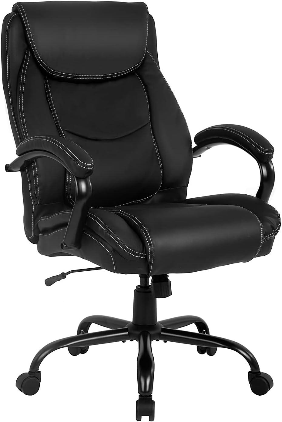 Black Ergonomic Executive Leather Swivel Office Chair