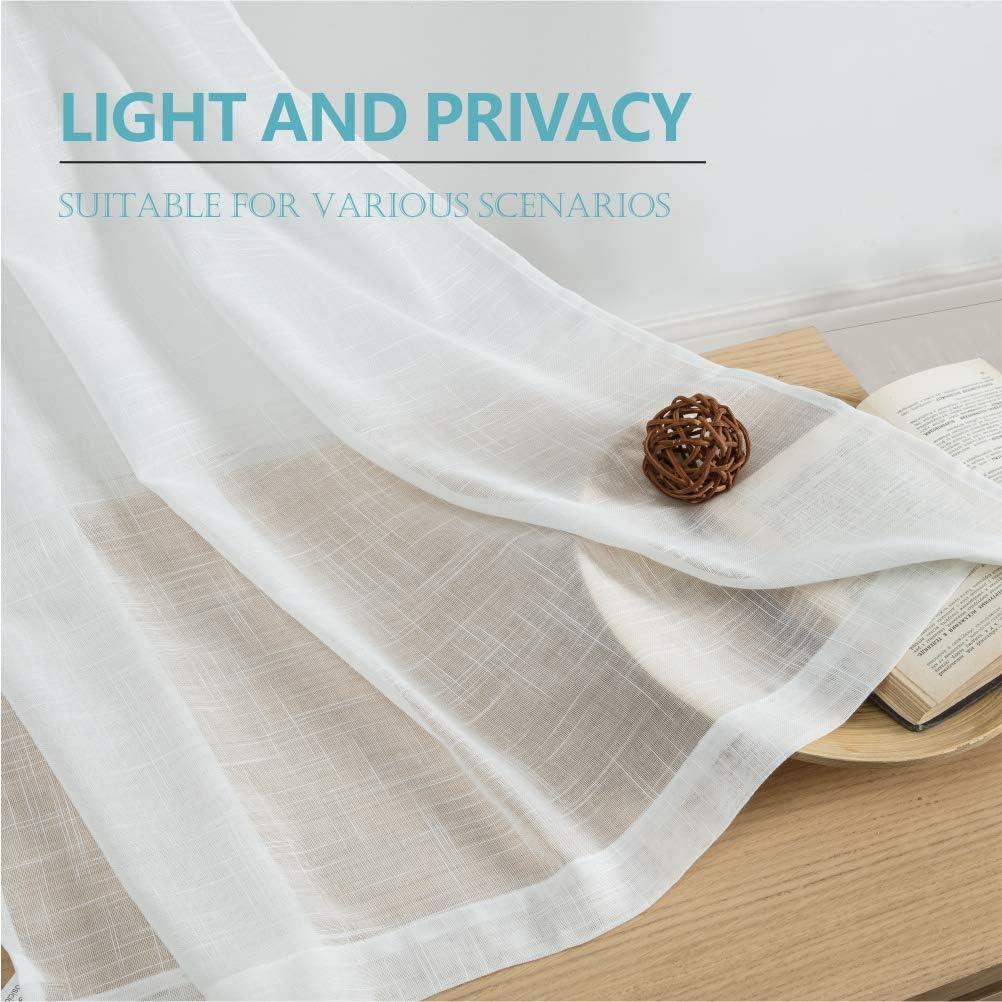 Cozynight White Sheer Tier Curtains 24 inch Length Linen Curtain Sheer Curtain Transparent Half Window Curtains Kitchen Tiers Bathroom Small Curtains Cafe Curtains Light Filtering Rod Pocket 2 Panels