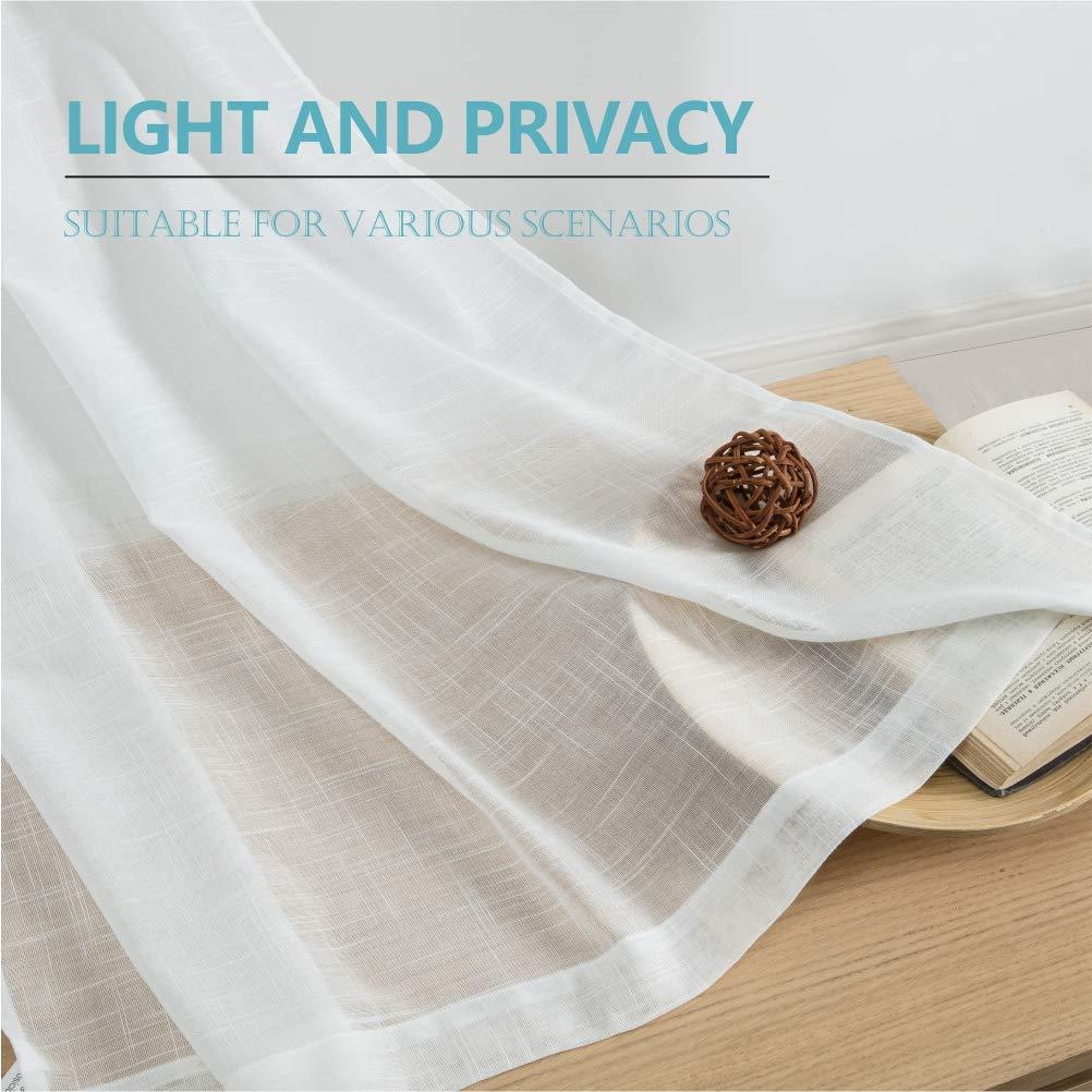 Cozynight White Sheer Tier Curtains 24 inch Length Linen Curtain Sheer Curtain Transparent Half Window Curtains Kitchen Tiers Bathroom Small Curtains Cafe Curtains Light Filtering Rod Pocket 2 Panels
