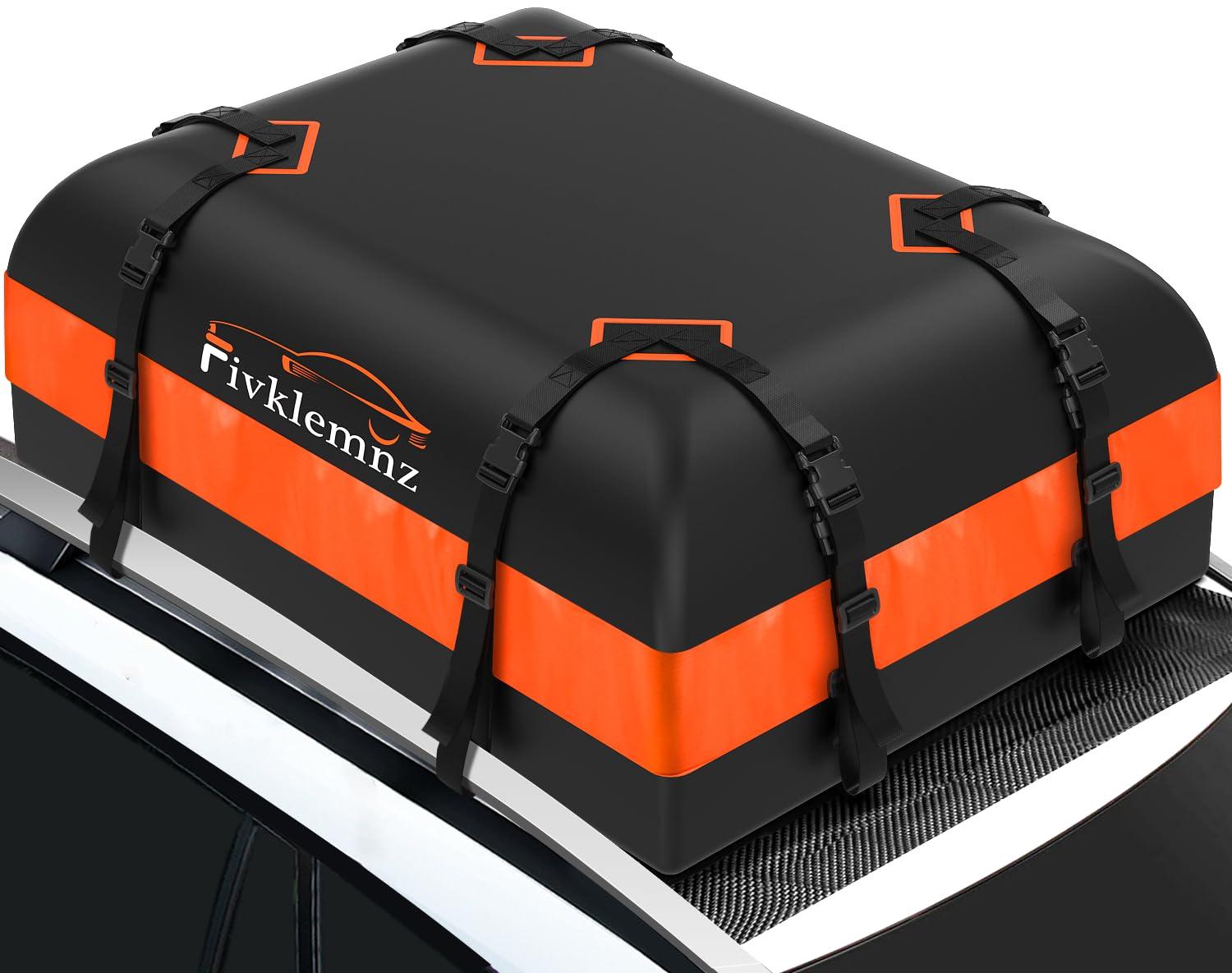 Large Black and Orange Waterproof Rooftop Cargo Carrier Bag