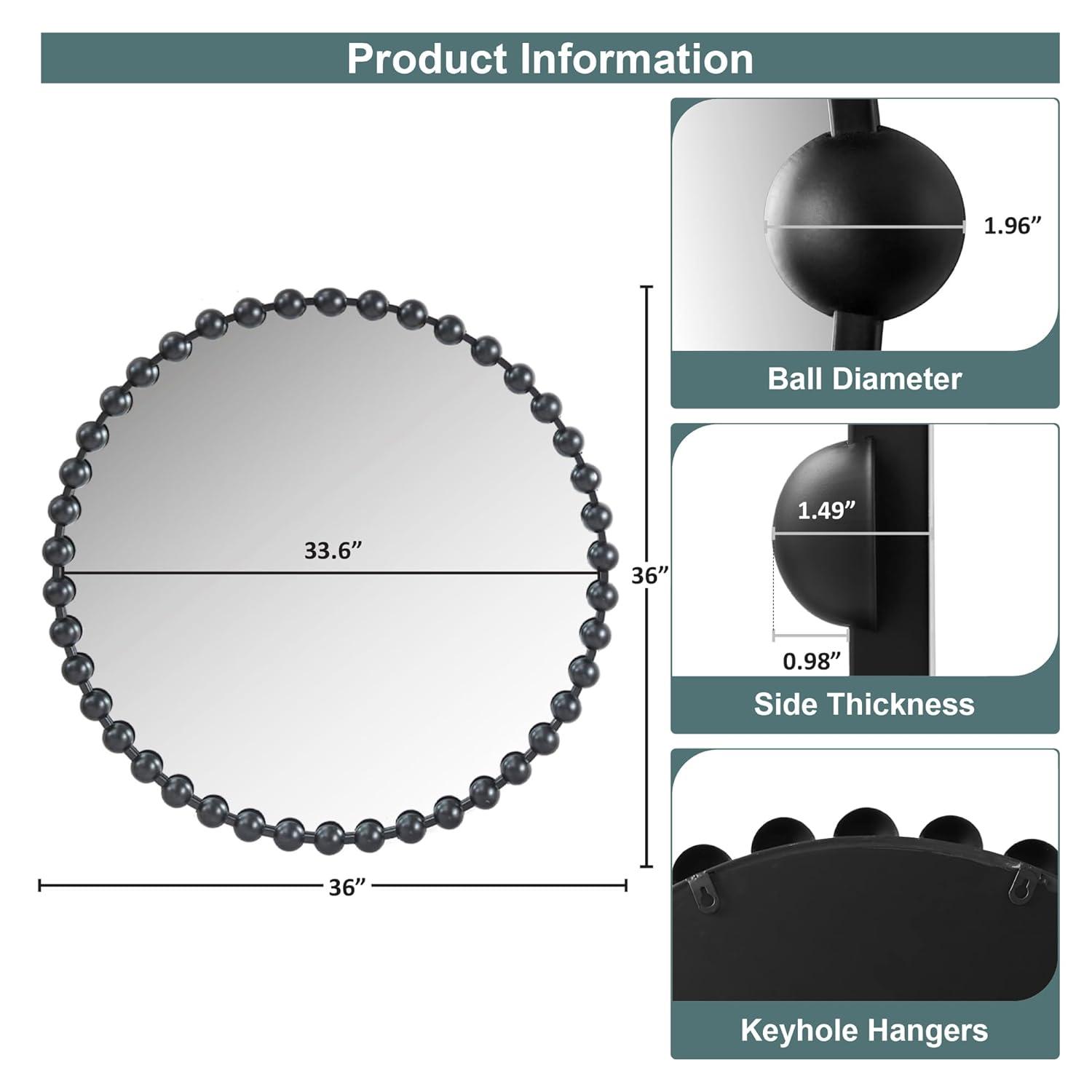 Marlowe Beaded Round Metal Wall Mirror