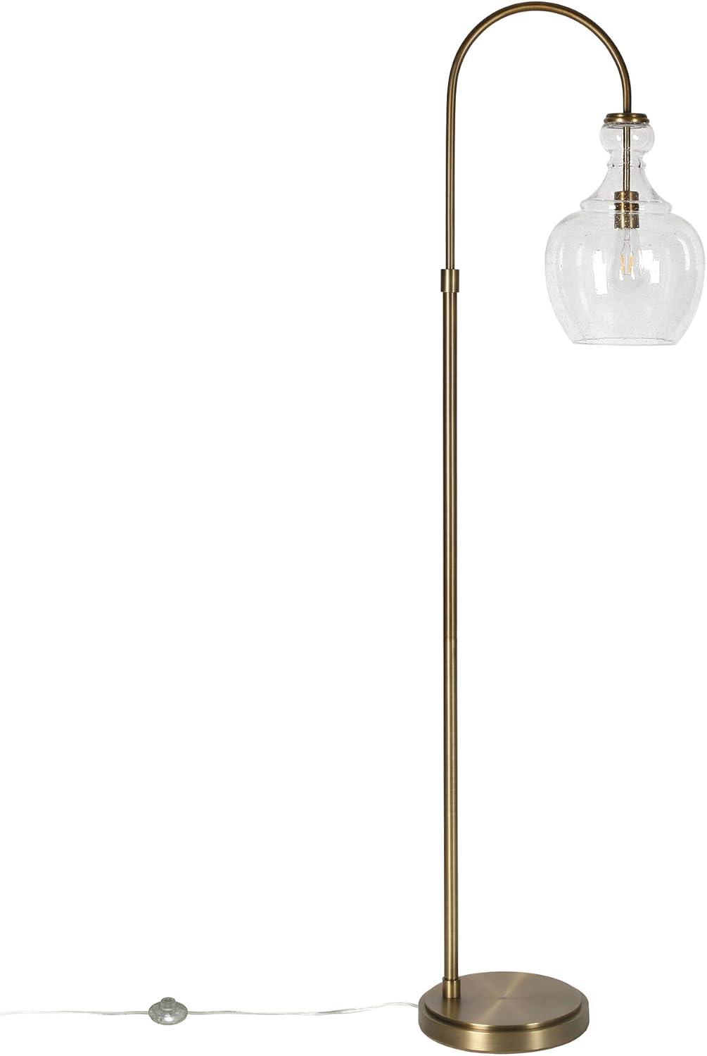 Evelyn&Zoe Verona Arc Floor Lamp with Glass shade in Brass/Seeded