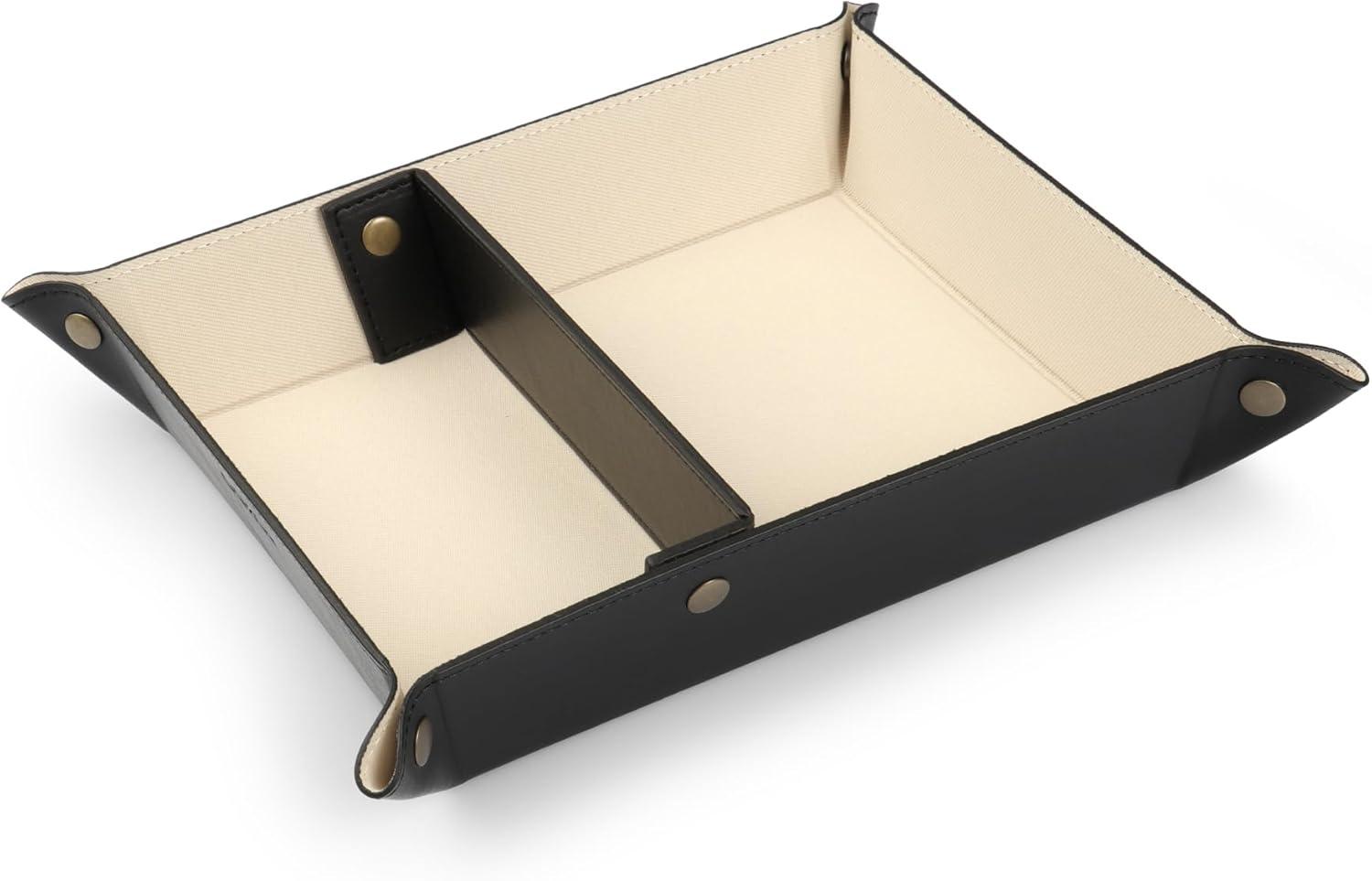 Londo Leather Tray Organizer, Practical Storage Box for Wallets, Watches, Keys, Coins, Cell Phones and Office Equipment