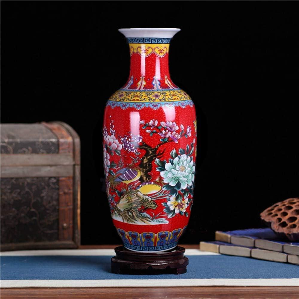 Jingdezhen Large Ceramic Floor Vase,Flower Vase Handmade Home Decorative Vase,Height 18.11"(46cm),Red